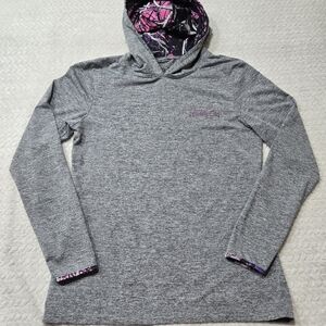 Muddy Girl Moonshine Camo Gray Pink Pullover Hoodie Size Small